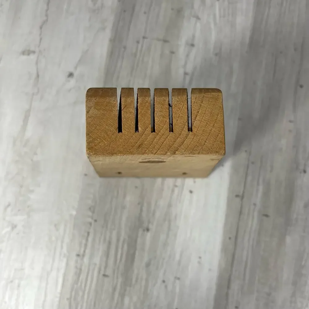 Vintage Hardwood Knife Holder Fruit Wooden Block Wall Mount